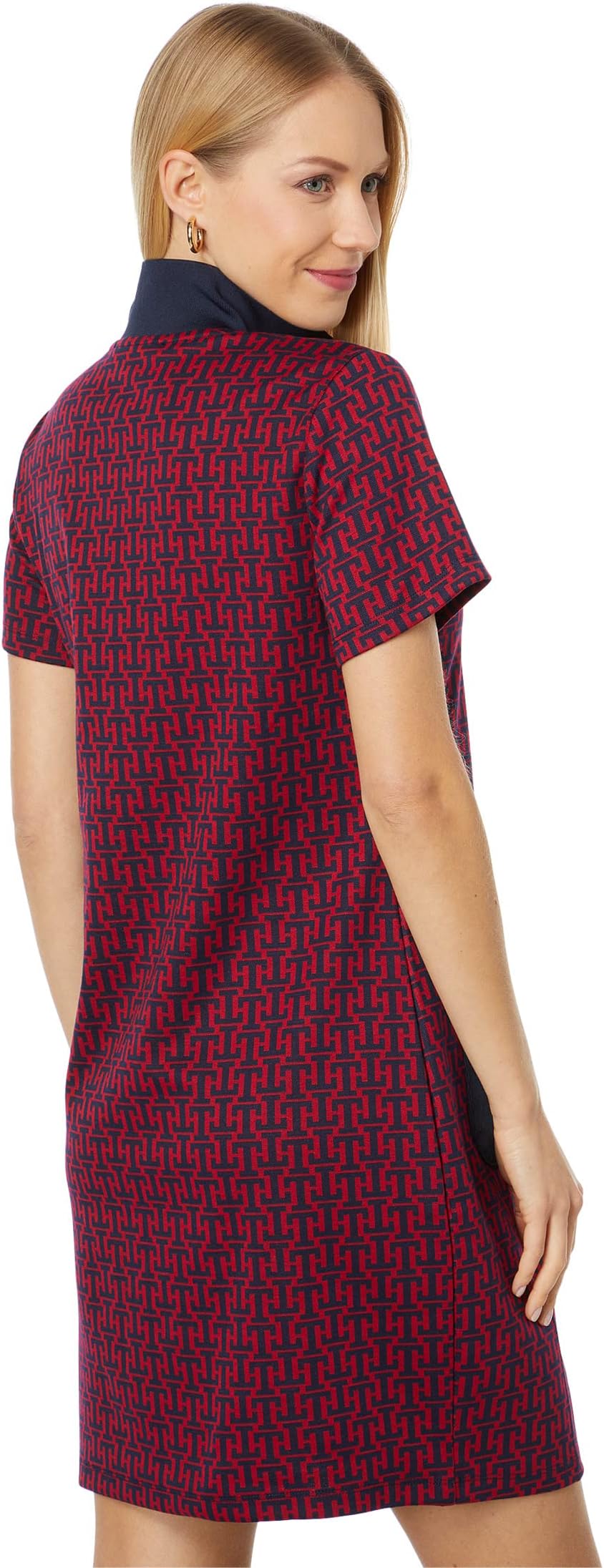 Tommy Hilfiger Jacquard Zip Dress in Chili Multi