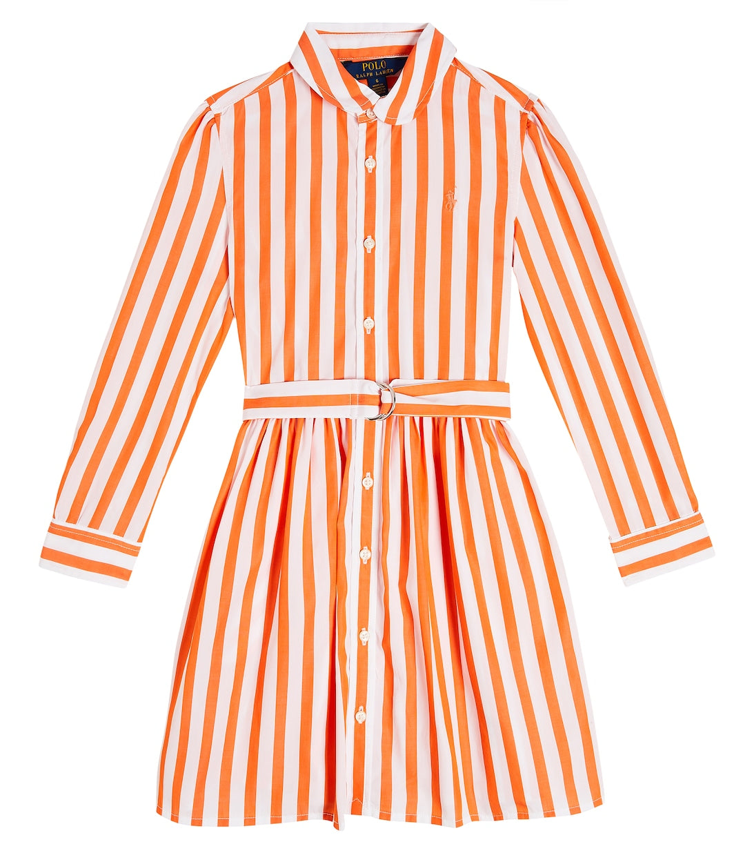 Polo Ralph Lauren Cotton Poplin Striped Shirt Dress, Orange