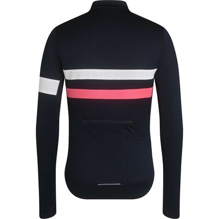 Brevet Men's Rapha Long Sleeve Jersey, Dark Navy/High-Vis Pink/White