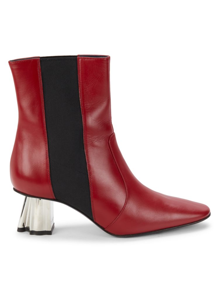 Lanvin leather ankle boots with clear heel, red