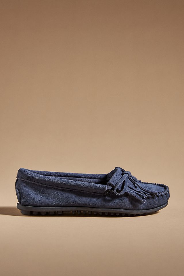 Minnetonka Kilty moccasins, dark blue