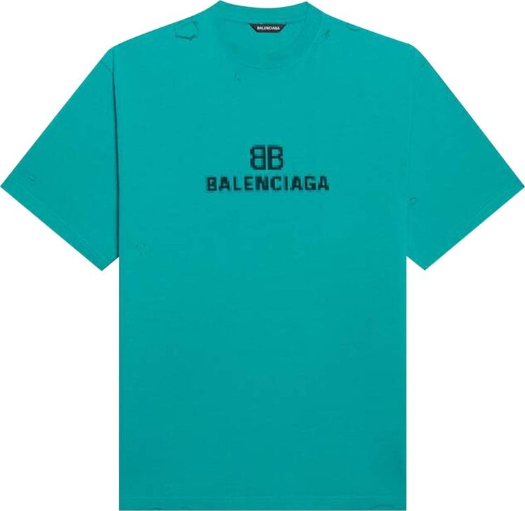 Balenciaga BB Pixel Boxy T-Shirt 'Turquoise/Black', Blue