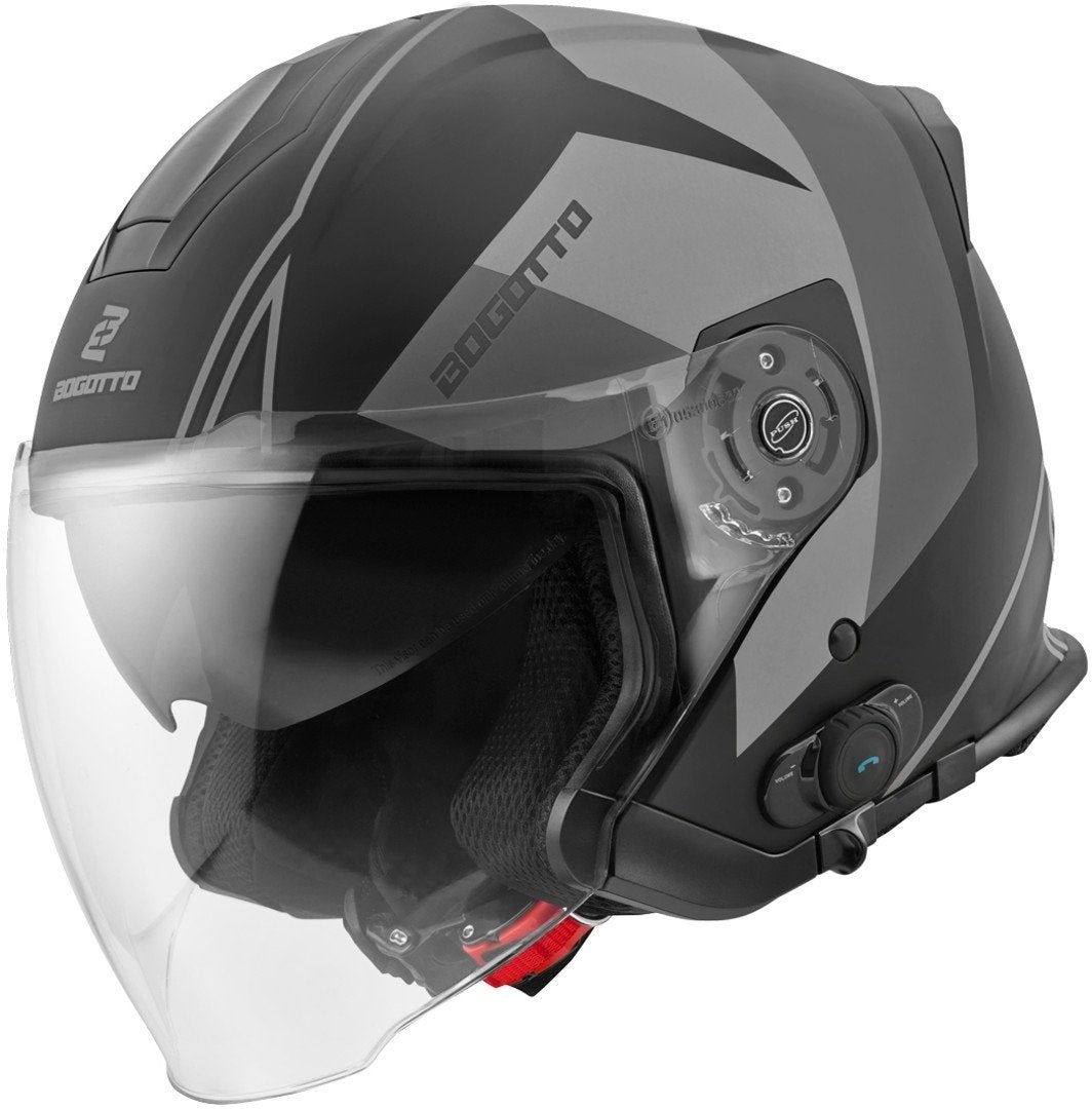 Bluetooth helmet Jet Bogotto V586 Detri BT with removable lining, black/gray