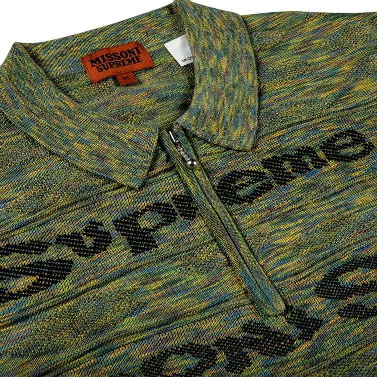 قميص بولو Supreme x Missoni Zip بأكمام طويلة "Lime"، باللون الأخضر