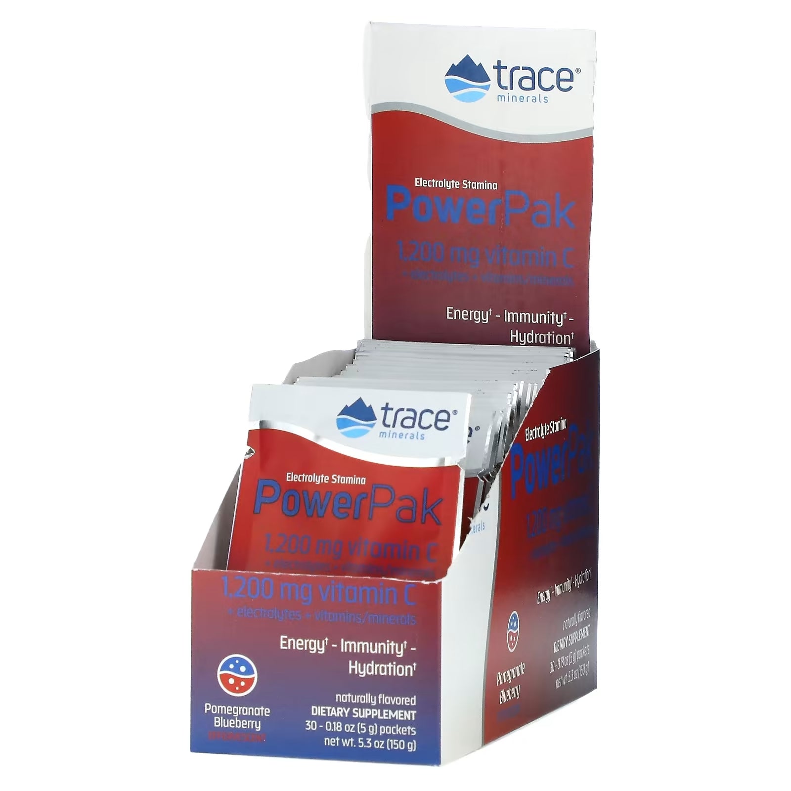 Food Supplement Trace Minerals Electrolyte Stamina Power  Pak with pomegranate and blueberry flavor 30 sachets of 5 g