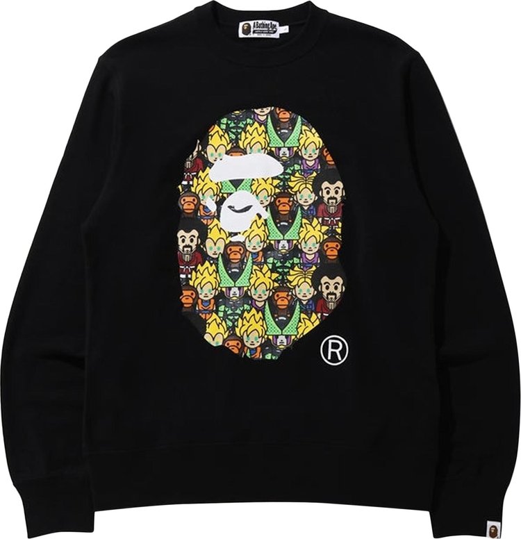 سويت شيرت BAPE x Dragon Ball Z Baby Milo Big Ape Head Crewneck 'Black'، أسود