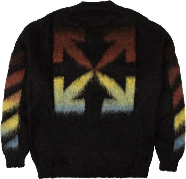 Off-White Diag Brushed Mohair Crewneck Sweater 'Black/Rainbow', black