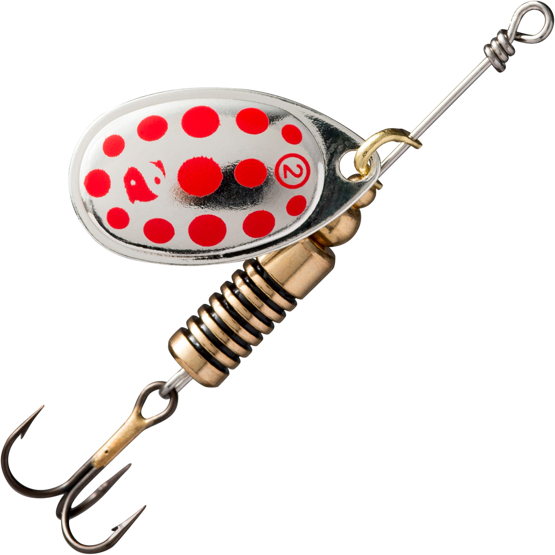 Spinner Weta + #2 silver/red dots Predator rods CAPERLAN, light gray/red