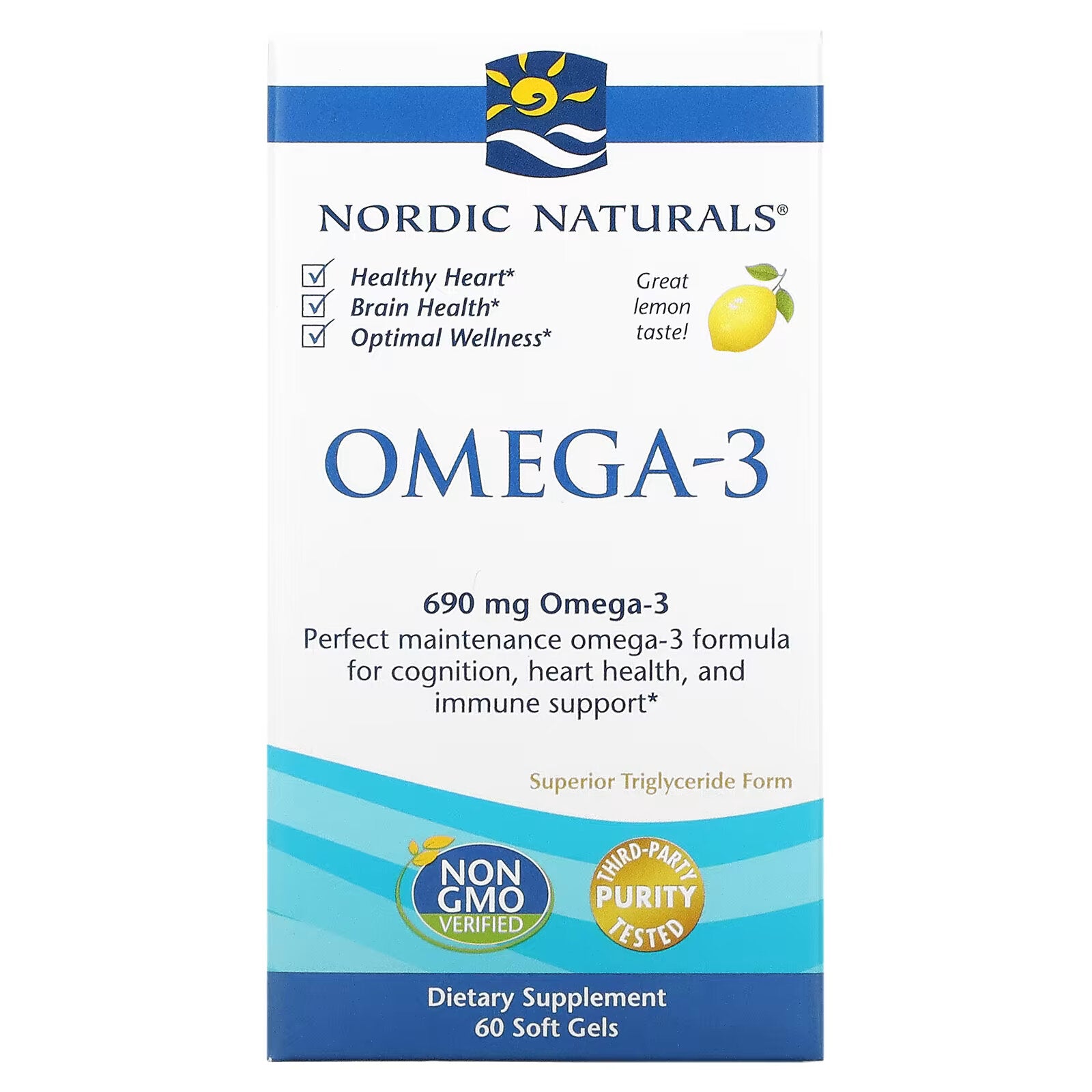 Nordic Naturals، أوميجا 3، ليمون، 345 مجم، 60 كبسولة