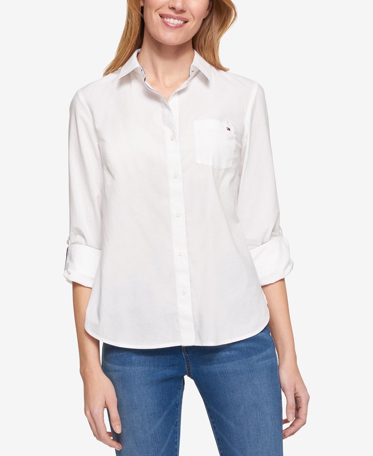 Tommy Hilfiger Women's Cotton Button Down Shirt - White