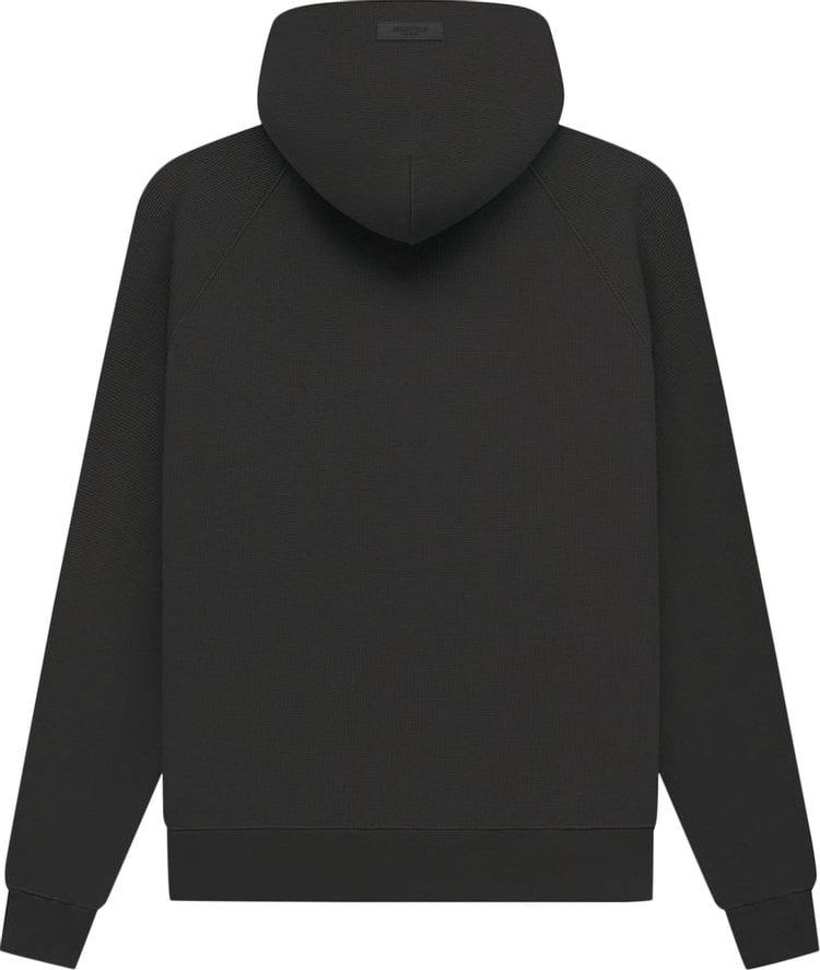 Fear of God Essentials Waffle Raglan Hoodie 'Off Black', black