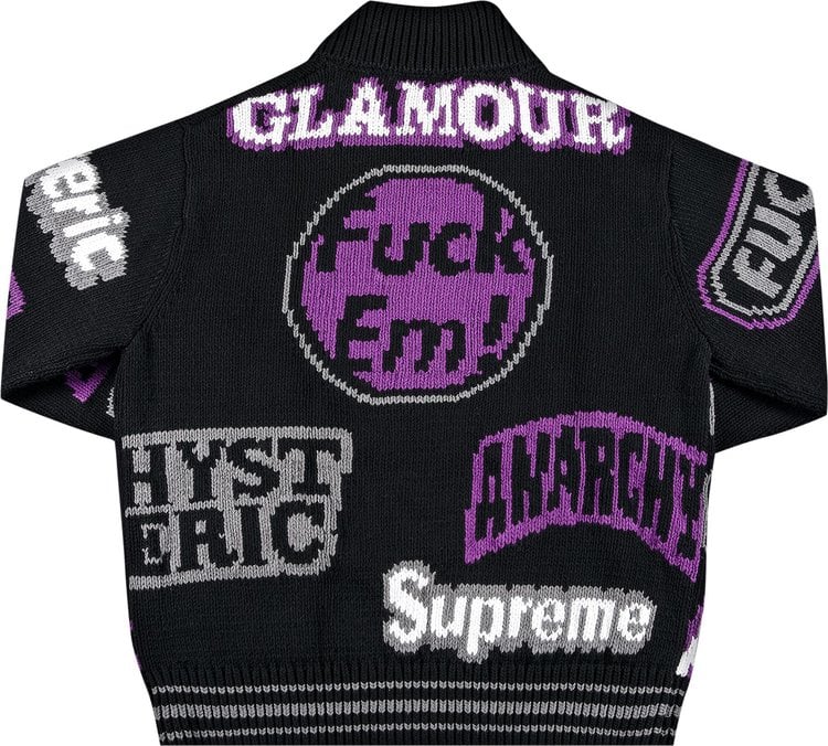 Supreme x Hysteric Glamor Logos Zip Up Sweater 'Black'