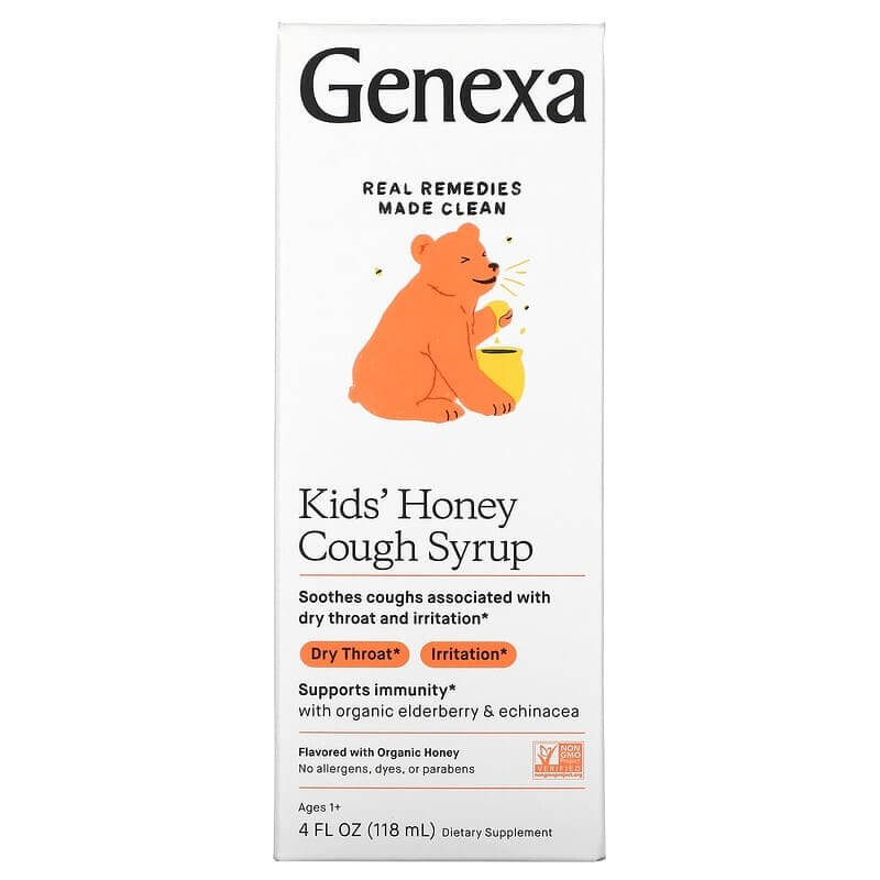 Genexa LLC honey cough syrup for children over 1 year old organic honey, 118 ml