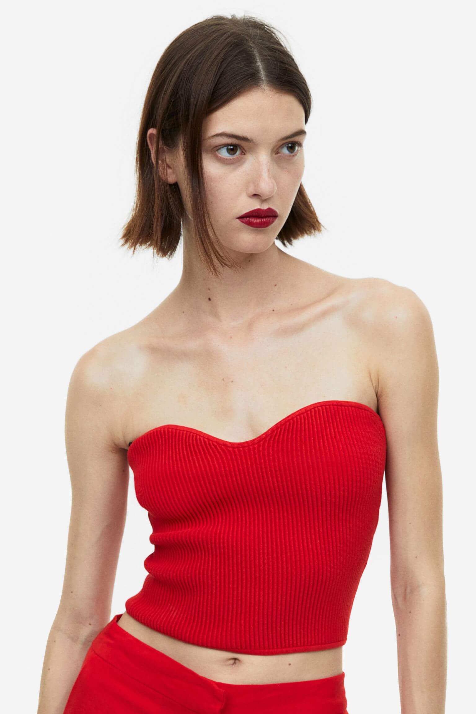 Top H&M Rib-knit Tube, red