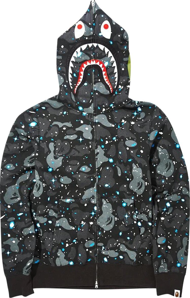 BAPE Space Camo Shark Full Zip Hoodie 'Black'