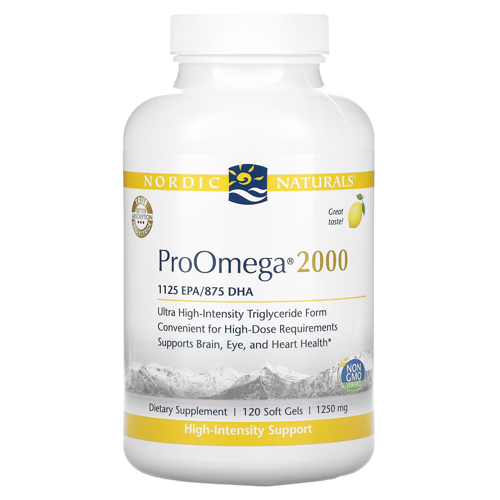 Nordic Naturals، ProOmega 2000، ليمون، 1250 مجم، 120 كبسولة هلامية