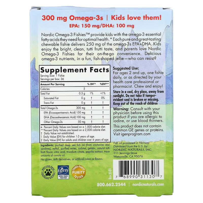 Omega-3 for children over 2 years old Nordic Naturals 300 mg, 36 fish