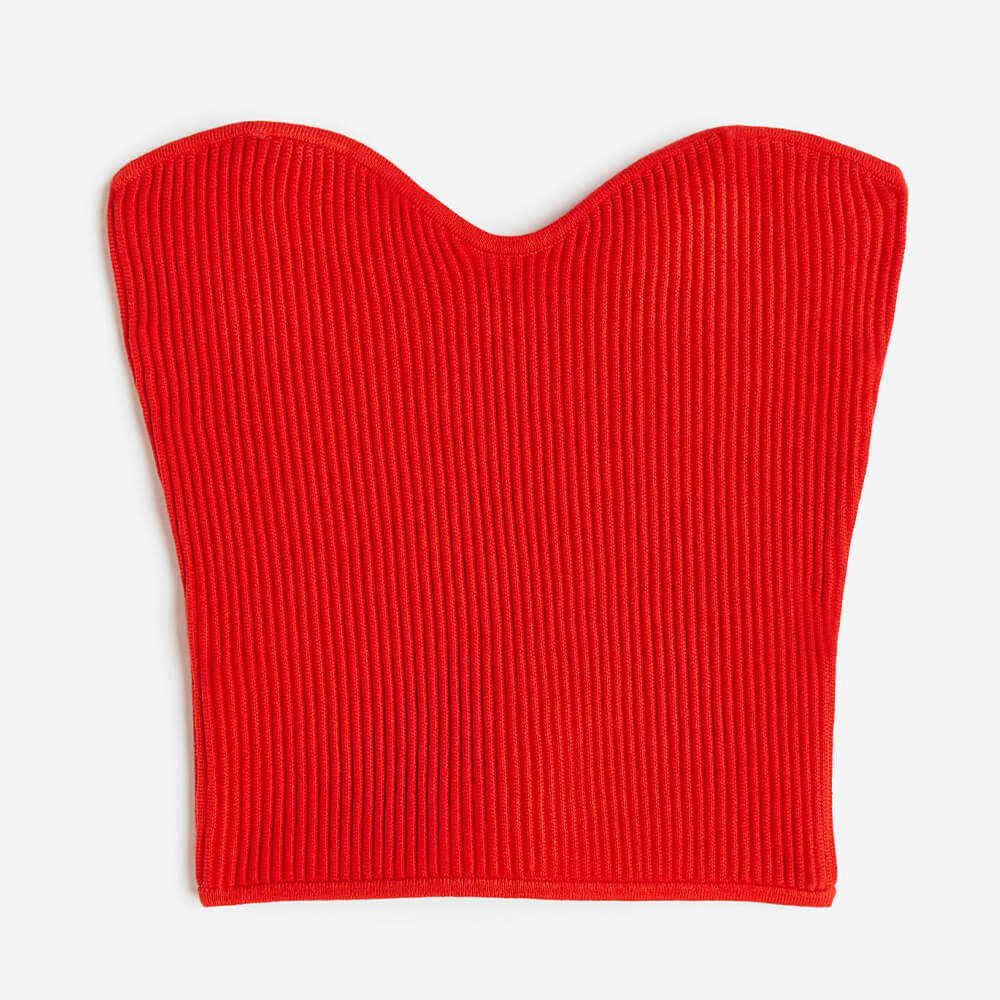 Top H&M Rib-knit Tube, red