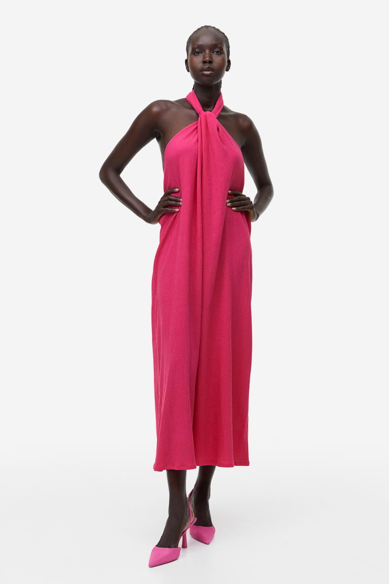 Long dress with halterneck H&M, cherry