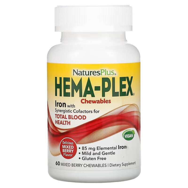 NaturesPlus Hema-Plex Berry Blend, 60 Chewable Tablets