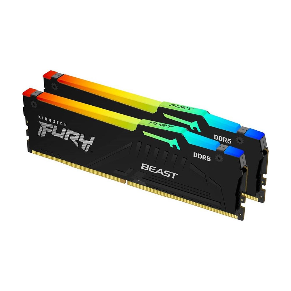 RAM Kingston Fury Beast RGB, 64 GB DDR5 (2x32 GB), 5200 MHz, KF552C40BBAK2-64, black