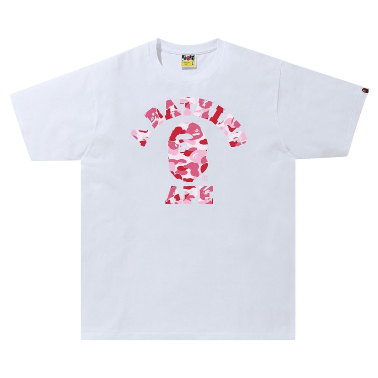 تي شيرت BAPE ABC Camo College Tee باللون الأبيض/الوردي، باللون الأبيض