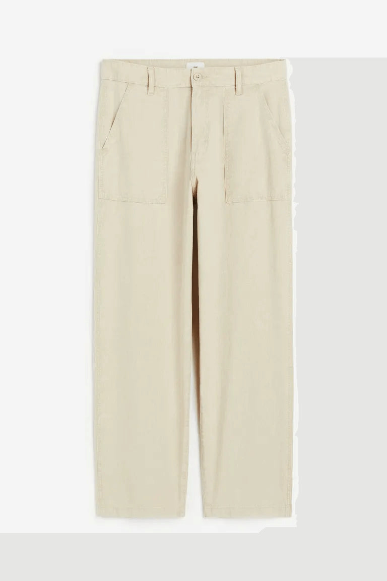 H&M Linen-blend loose fit trousers, beige