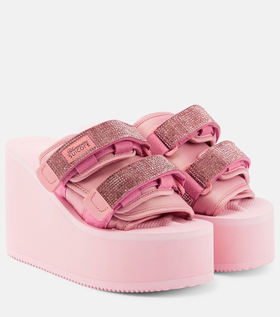 X Suicoke Moto Embellished Platform Slippers Blumarine, Pink