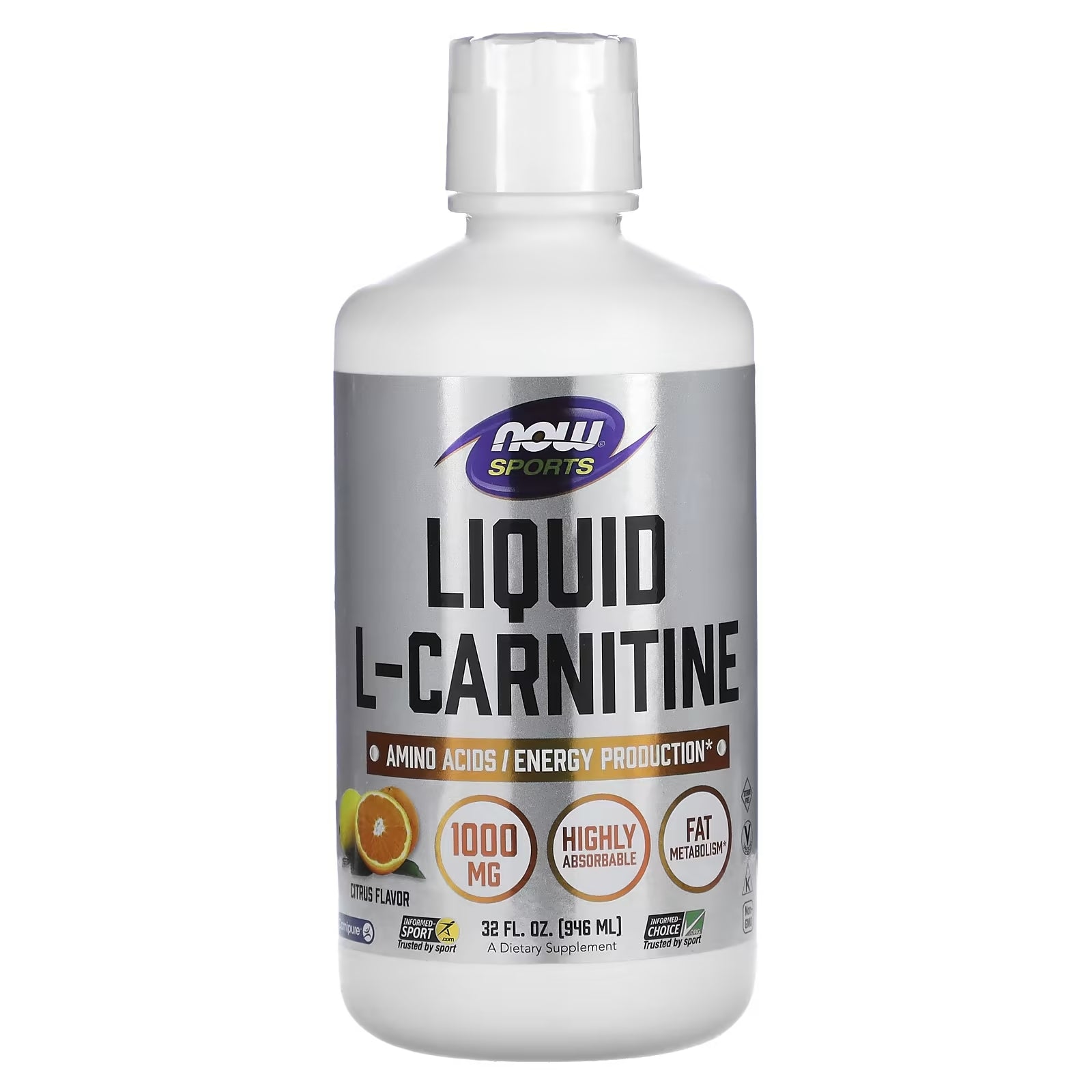 سائل رياضي من NOW Foods L-Carnitine بنكهة الحمضيات