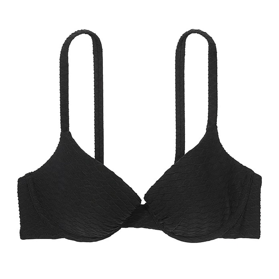 Victoria's Secret Swim Mix & Match Icon Push-Up Fishnet Bikini Top, black