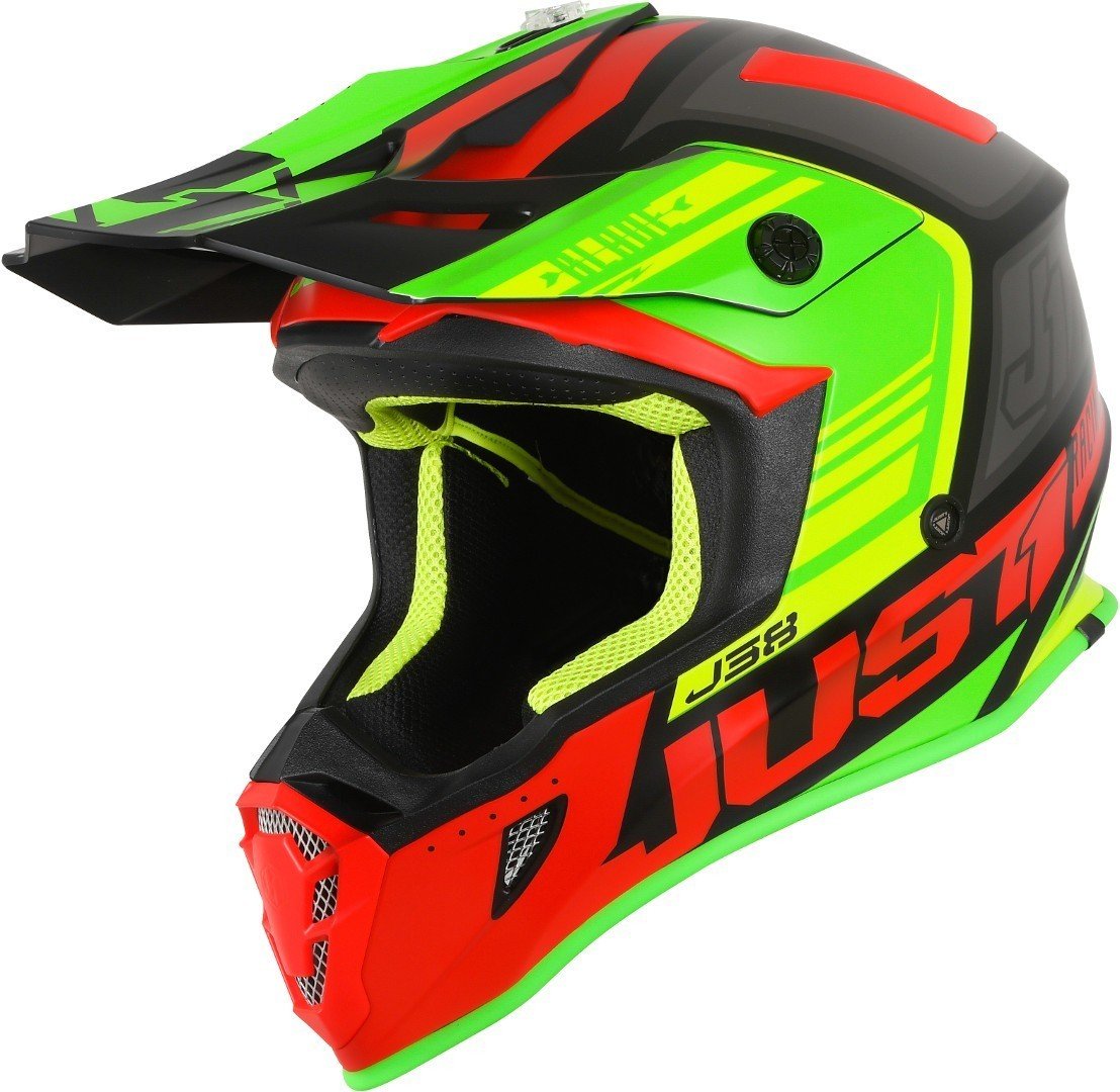 Just1 J38 Blade Motocross Helmet, Green-Red