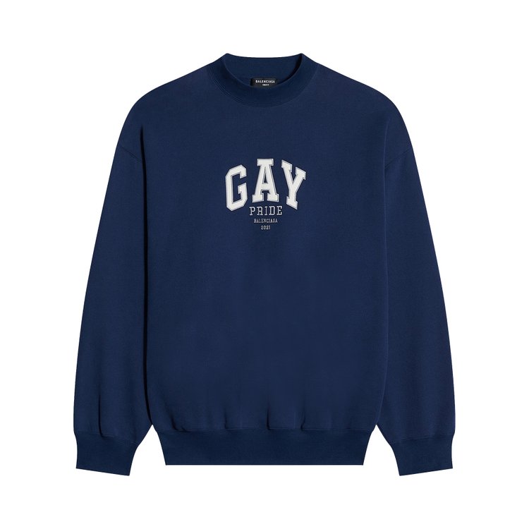 Balenciaga Pride 2021 Crewneck 'Navy/White/Grey' Sweatshirt, white