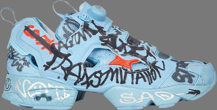 حذاء رياضي vetements x instapump fury 'graffiti - blue' من Reebok، باللون الأزرق