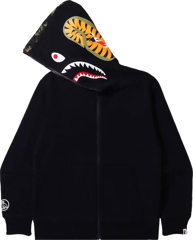 هودي بسحاب كامل من BAPE x OVO Woodland Camo Shark Reversible "أسود"