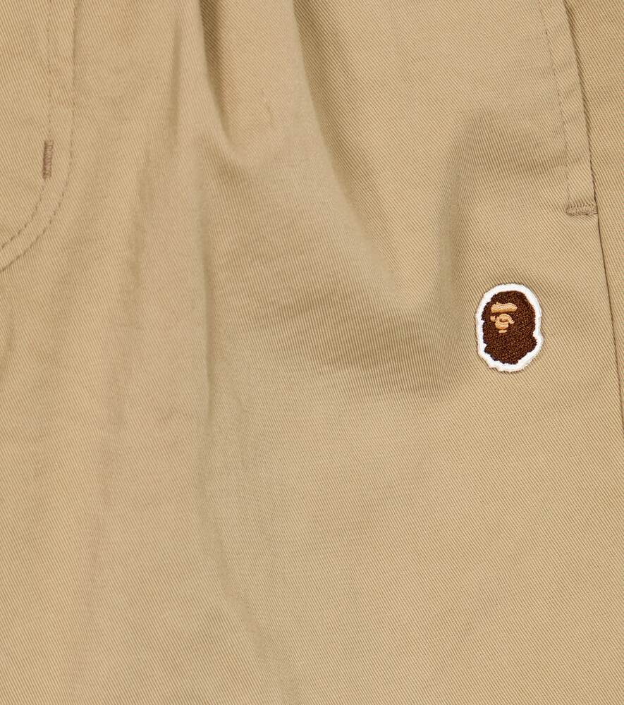 Cotton blend trousers with BAPE logo, beige