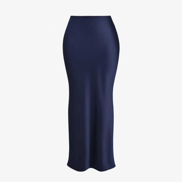 Charlene Bias Satin Maxi Skirt House Of Cb, Navy Blue