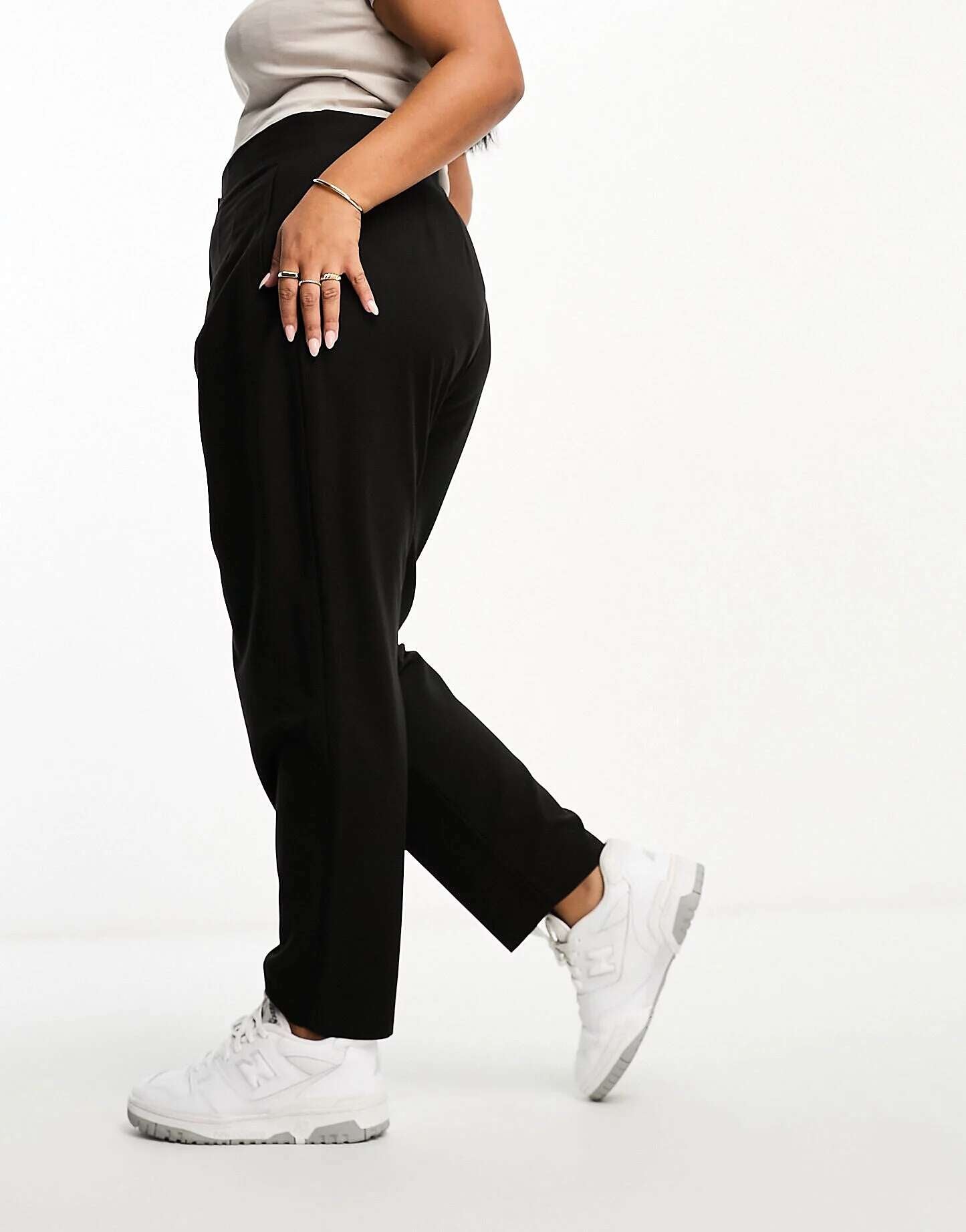 ASOS Curve Waist Seamed Pants in Black