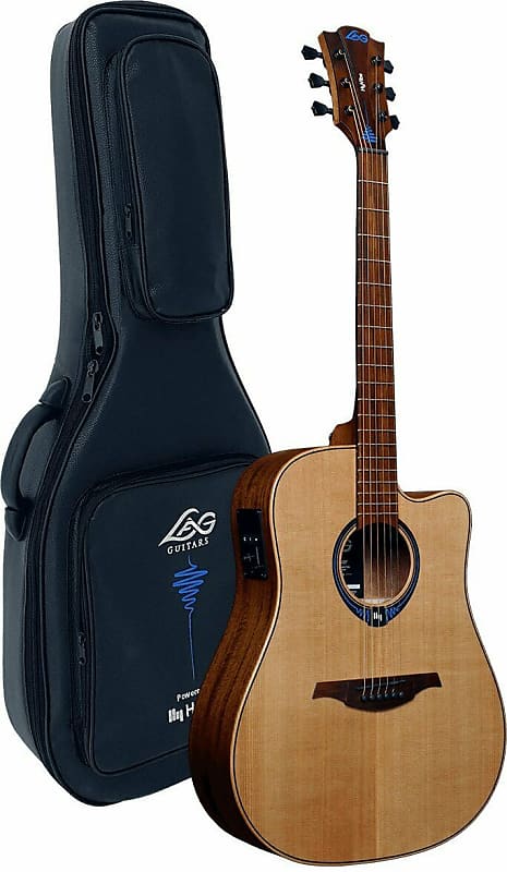 Acoustic Guitar Lag HyVibe Dreadnought Acoustic Electric Smart Guitar w/ Gig Bag