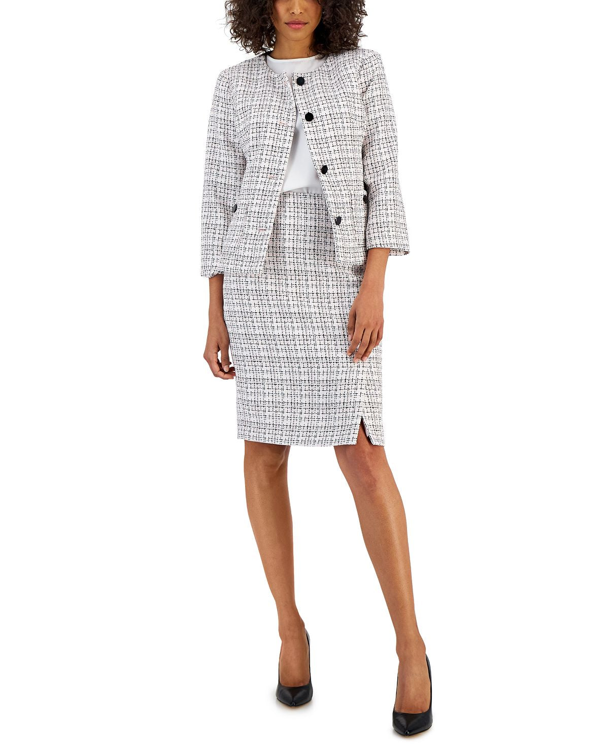 Women's tweed suit with button-down jacket and pencil skirt Nipon Boutique