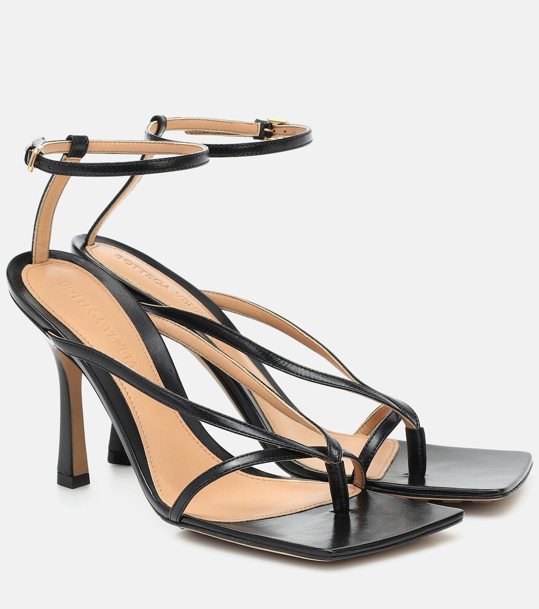 Bottega Veneta Stretch Leather Sandals, Black