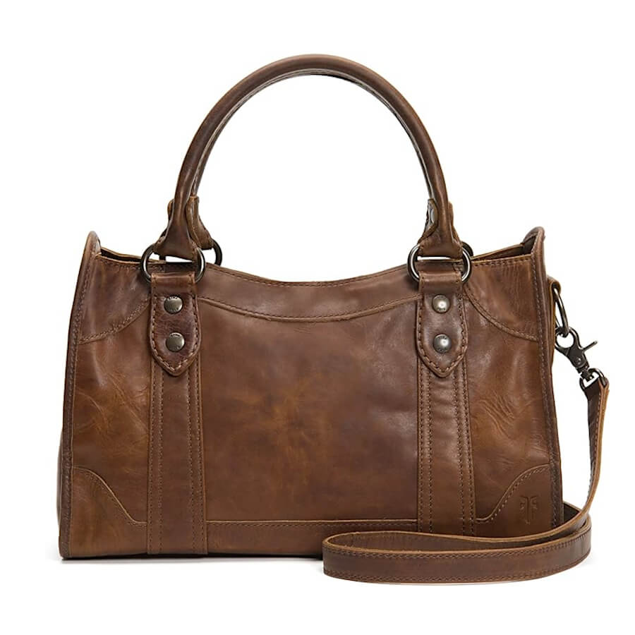 Frye Melissa Zip Satchel Leather Bag, Dark Brown