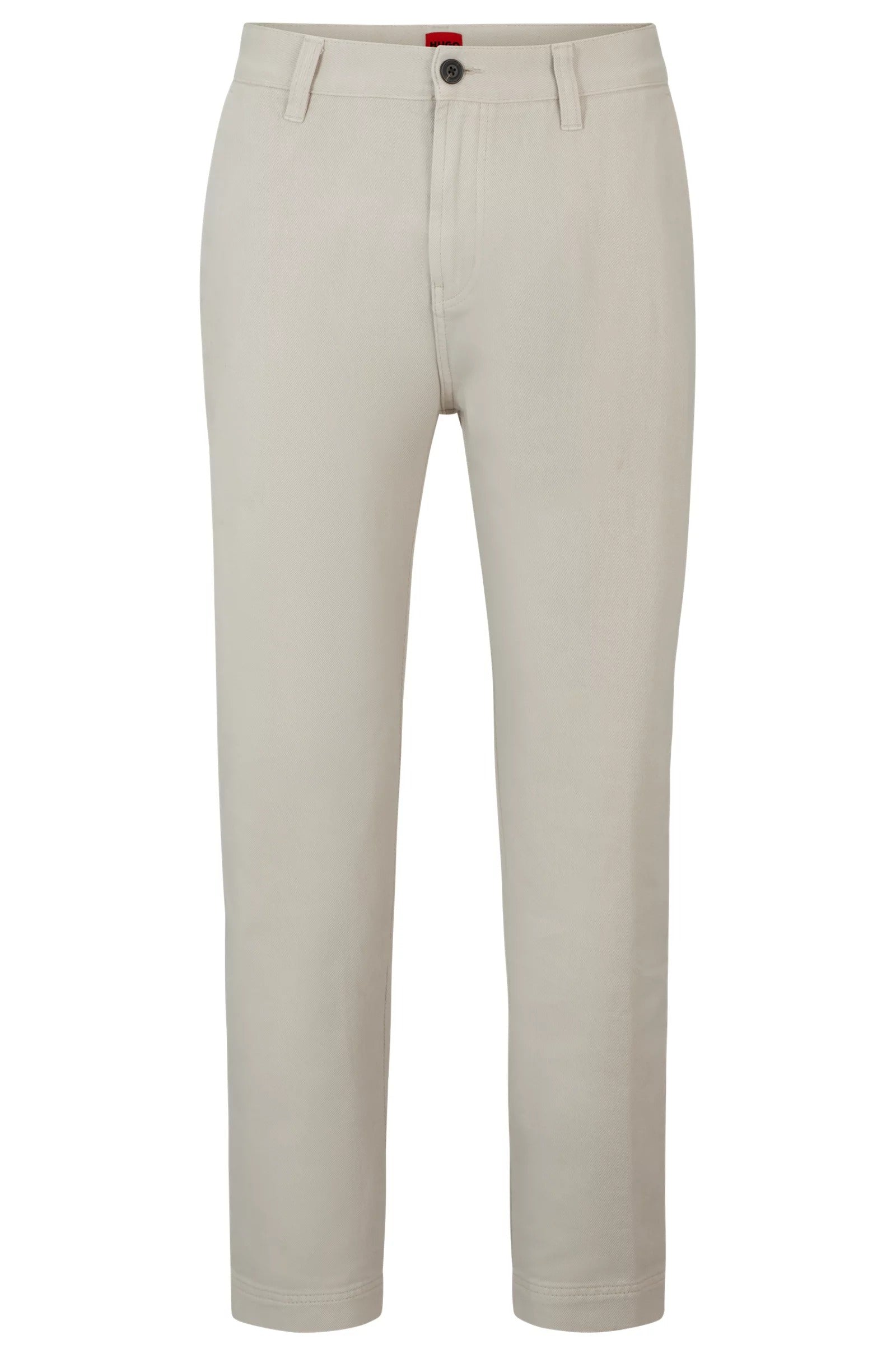 Hugo Tapered-fit Pants In Cotton Gabardine, light gray