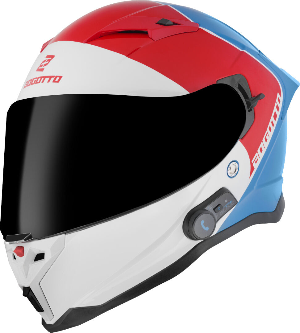 Bogotto H153 BT SPN Bluetooth Helmet, white/red/blue