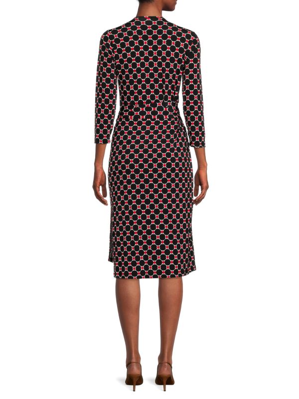 Renee C. Geometric Wrap Dress, Black