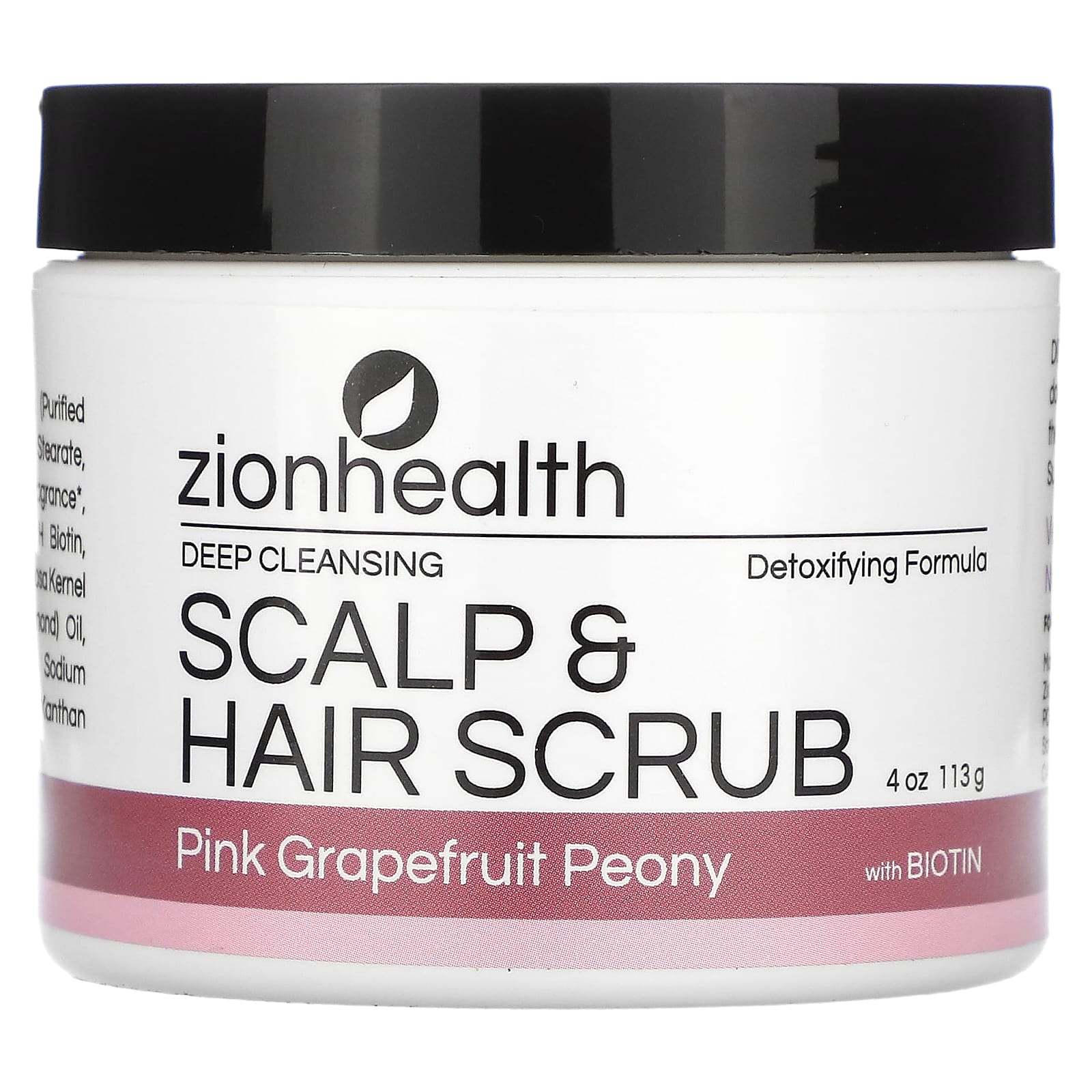 Zion Health Scalp and Hair Scrub with Biotin, Pink Grapefruit and Peony, 113 g