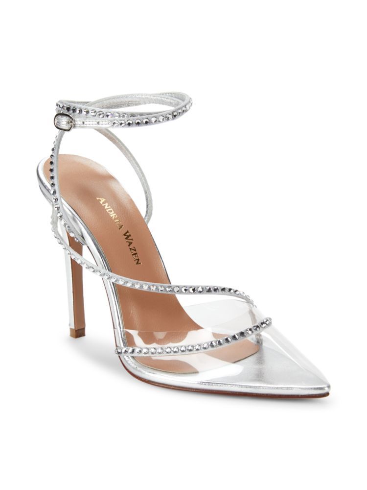 Andrea Wazen metallic sandals, silver