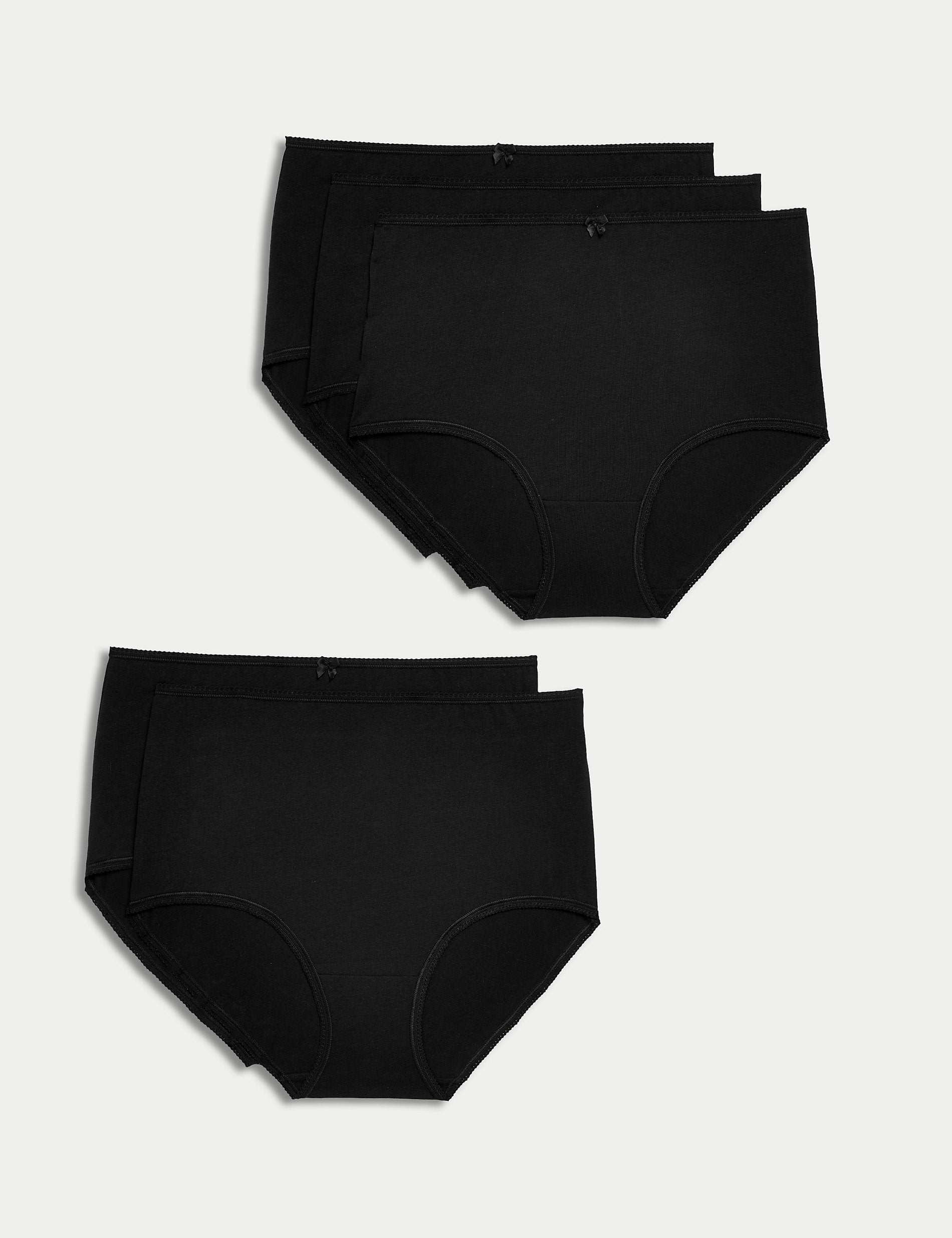 Full length cotton and lycra briefs, 5 pcs. Marks & Spencer, black