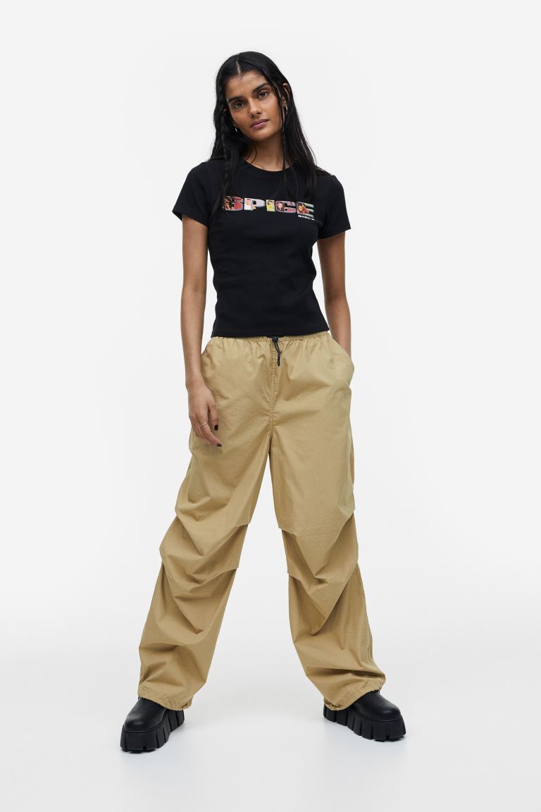 H&M parachute pants, beige