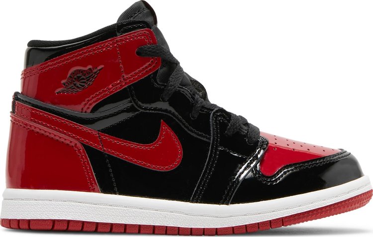 حذاء Air Jordan 1 Retro High OG TD Patent Bred باللون الأحمر