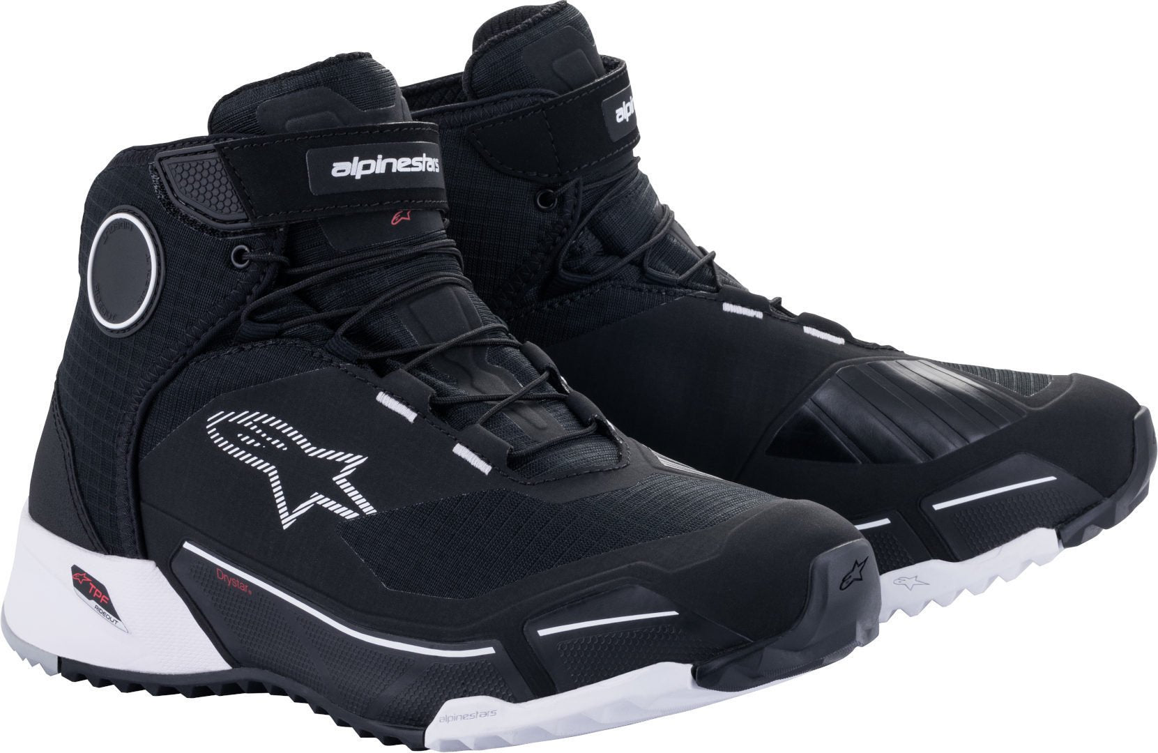 حذاء دراجات نارية Alpinestars CR-X Drystar باللونين الأسود والأبيض